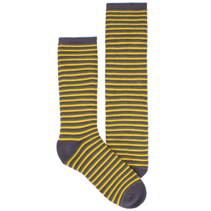 Men's Socks Athletic Performance Hosiery Thin Stripe Mid Calf Crew Socks Yellow