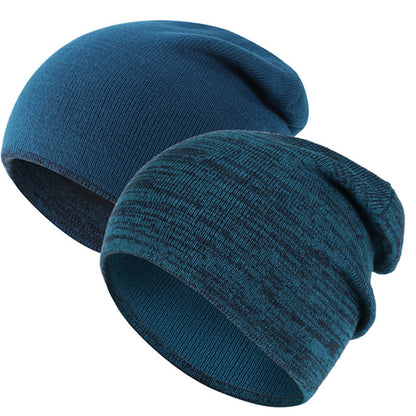 SOBEYO Unisex Reversible Beanie One-Tone Sweater Knit Warm Soft Hats Blue
