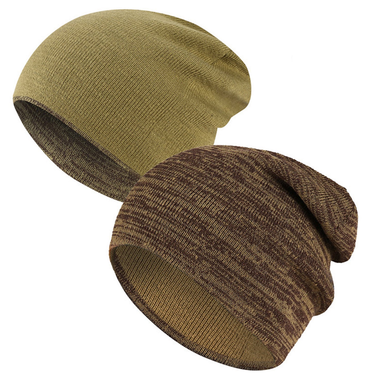 SOBEYO Unisex Reversible Beanie One-Tone Sweater Knit Warm Soft Hats Green