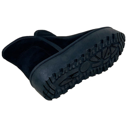 Women's Platform Booties Faux Suede Fur Lining Slip On Comfort Shoes Black Suede