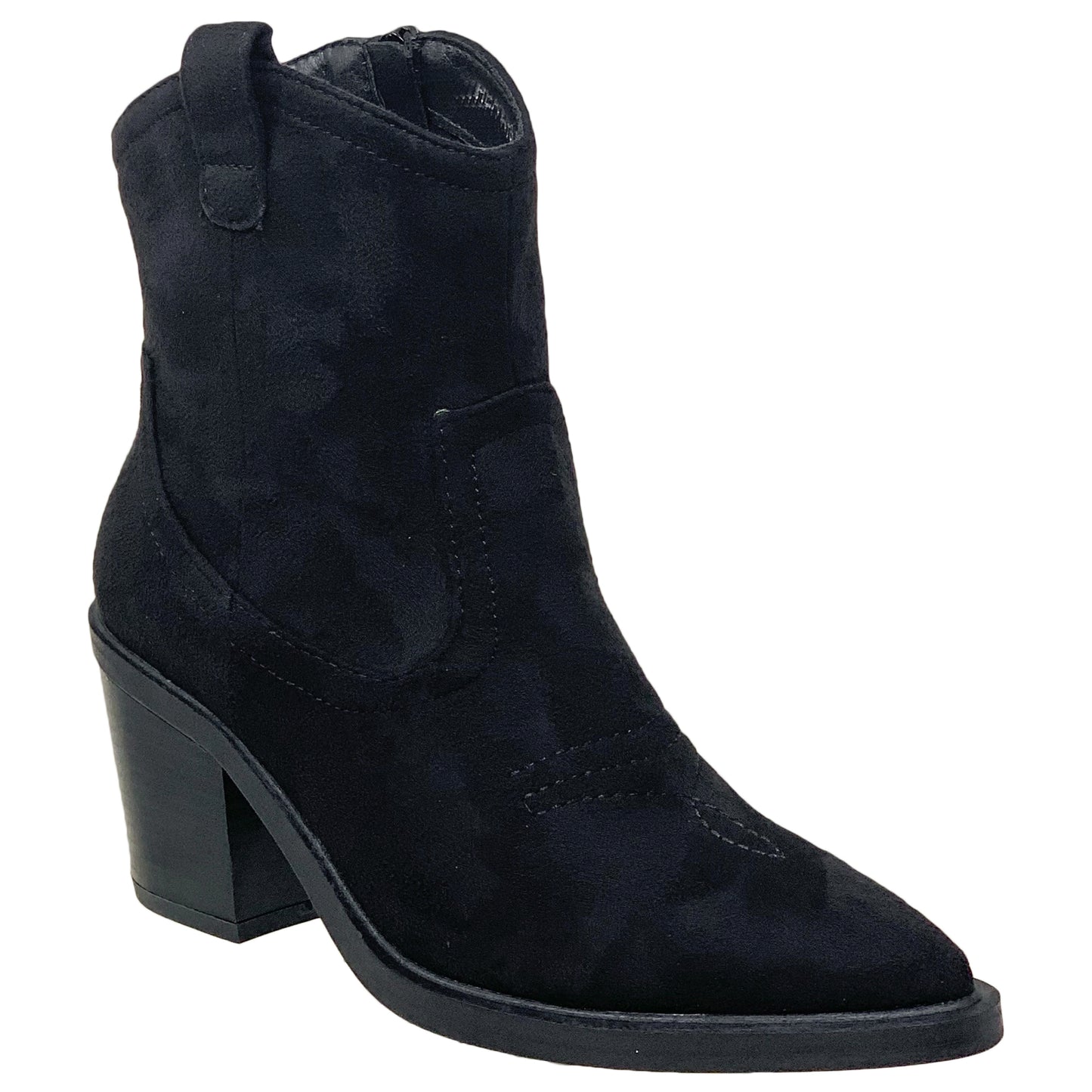 Women's Western Ankle Booties Stitched Cowboy Shoe Toe Side Zipper Closure
