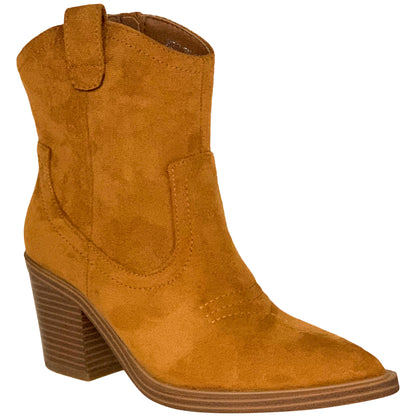 Women's Western Ankle Booties Stitched Cowboy Shoe Toe Side Zipper Closure