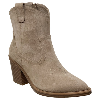 Women's Western Ankle Booties Stitched Cowboy Shoe Toe Side Zipper Closure
