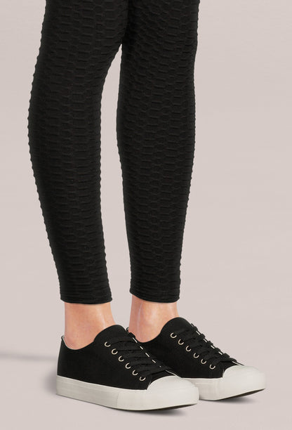 SOBEYO Women's Sneakers Canvas Lace-Up Low Top Memory Foam Cushion Black