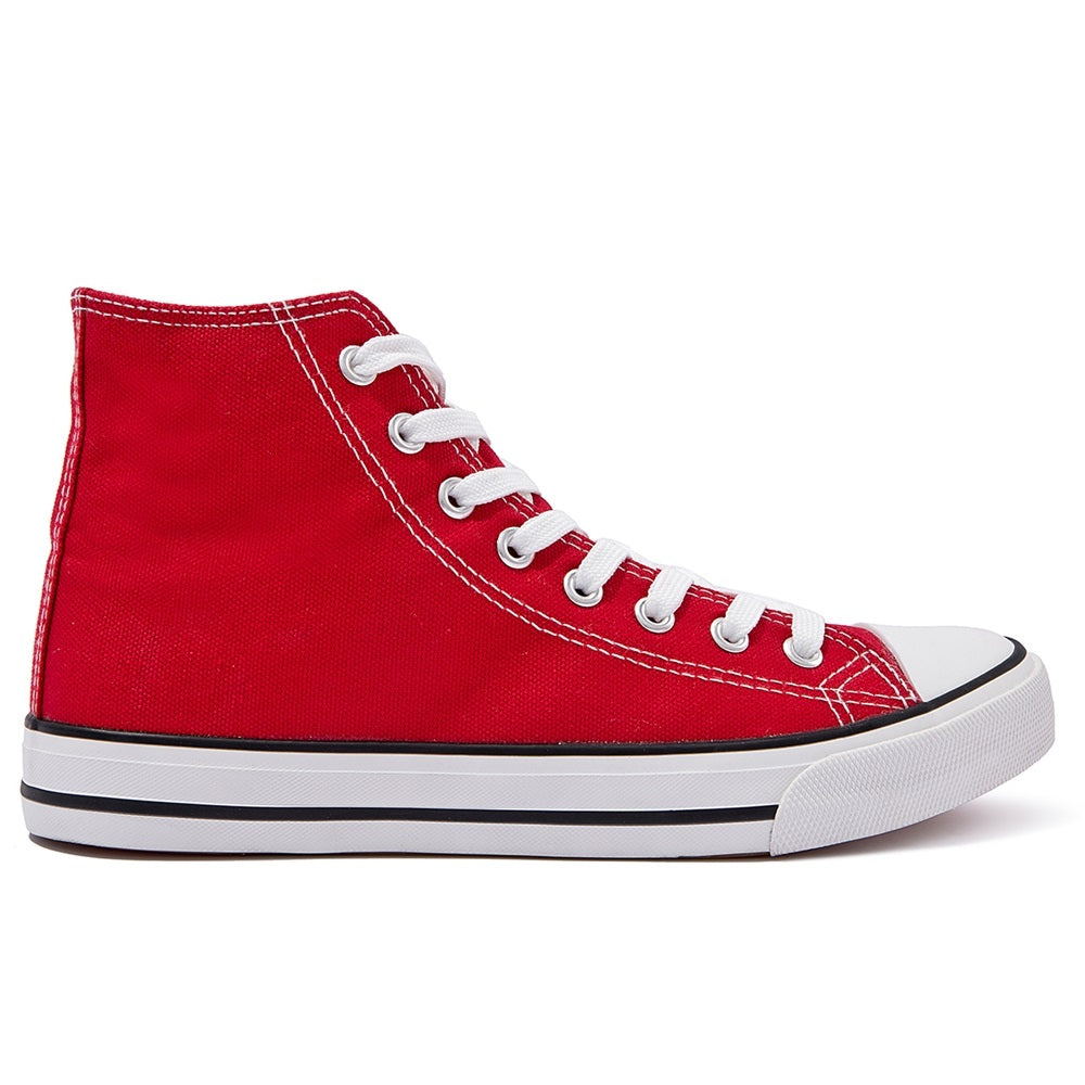 SOBEYO Women's Sneakers Canvas Lace Up High Top  Red