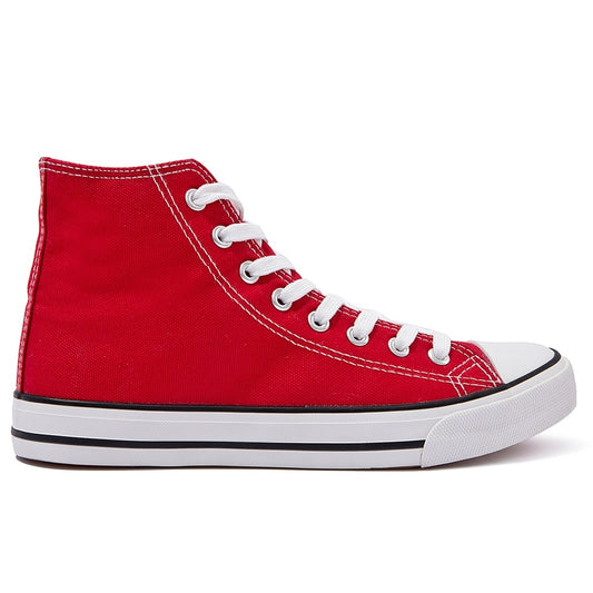SOBEYO Women's Sneakers Canvas Lace Up High Top  Red