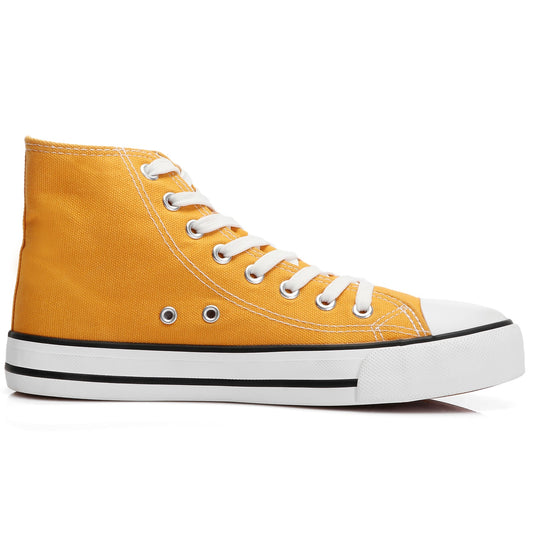SOBEYO Women's Sneakers Canvas Lace Up High Top Yellow