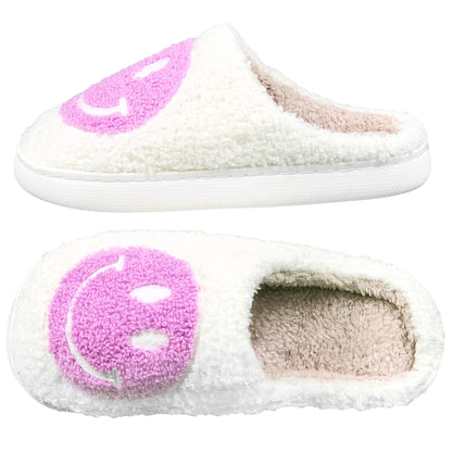 SOBEYO Fuzzy Clog Slippers Smiley Face