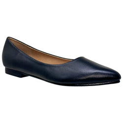 SOBEYO Women's Pointed Toe Flat Genuine Leather Memory Foam Cushion