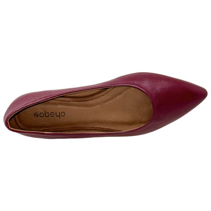 SOBEYO Women's Pointed Toe Flat Genuine Leather Memory Foam Cushion