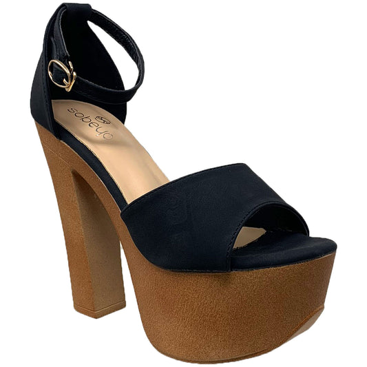 SOBEYO Women Platform Sandals Chunky Heel Closed Back Strap