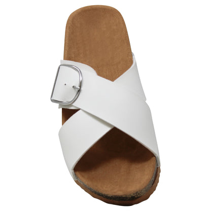 Classic Comfort Sandals Criss-Cross Strap Buckle Slip On Flatform Corks