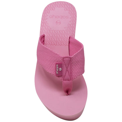 SOBEYO Thong Platform Sandals Soft Light-Weight Sole Flip Flop Wedges Pink