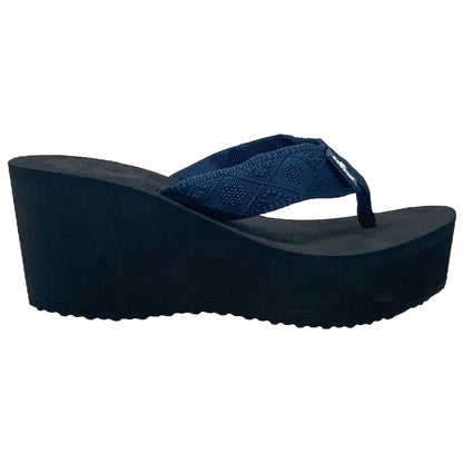 Women's Wedge Platform Sandals EVA Soft Light-Weight Sole Flip Flop Thong Navy