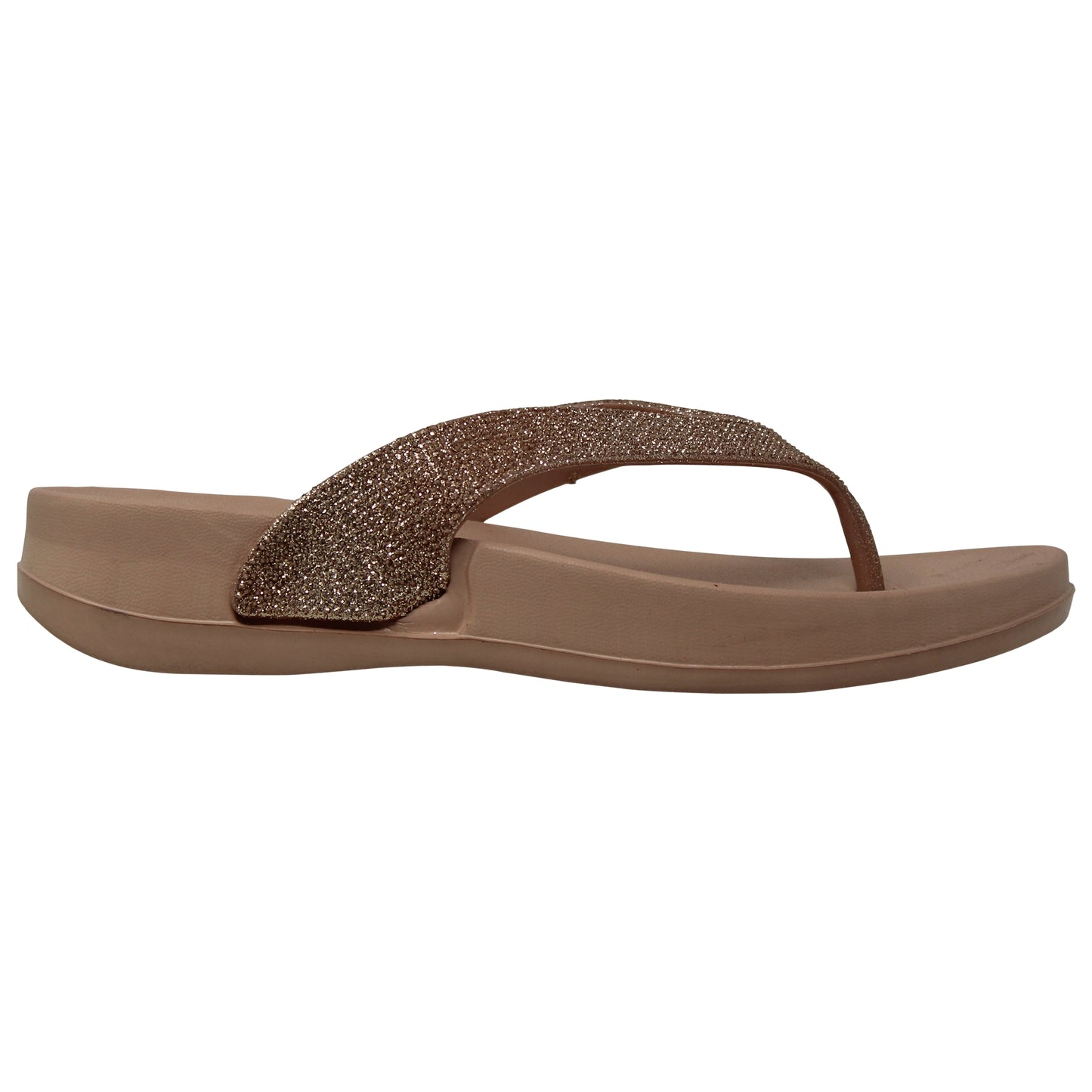 SOBEYO Womens Flat Platform Sandals Light-Weight Glitter Flip Flop Thong Gold