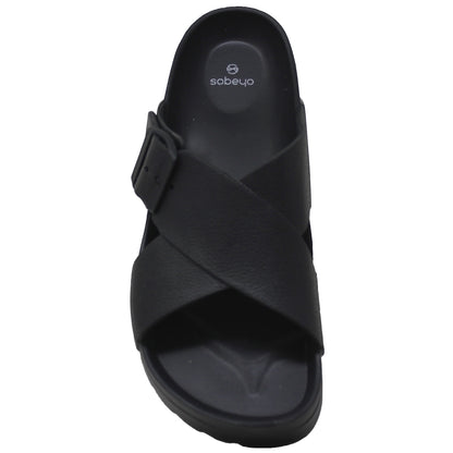SOBEYO Buckles Criss-Cross Strap Sandals Light-Weight EVA Flip Flops