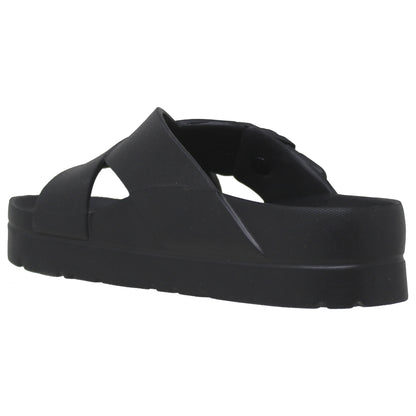 SOBEYO Light-Weight  Platform Sandals Criss-Cross Adjustable Buckles Black
