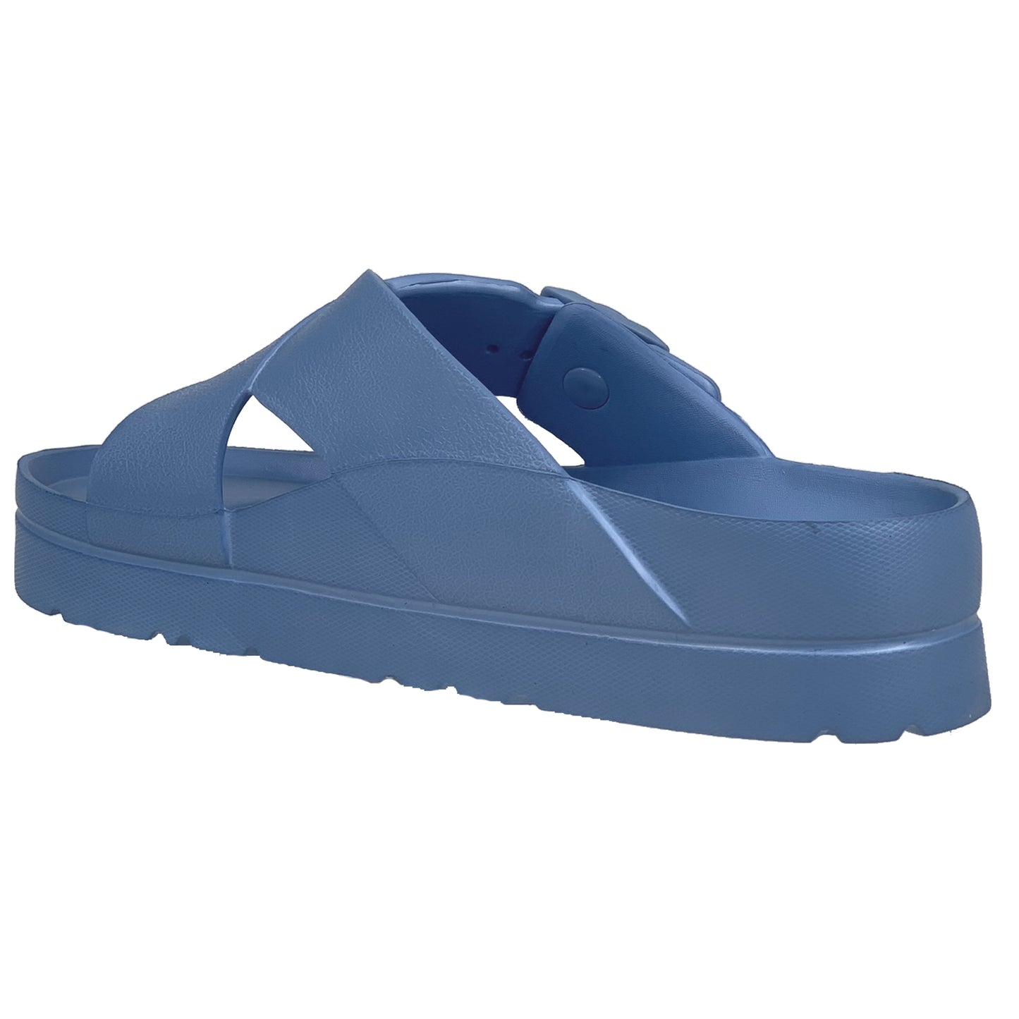 SOBEYO Light-Weight  Platform Sandals Criss-Cross Adjustable Buckles Blue