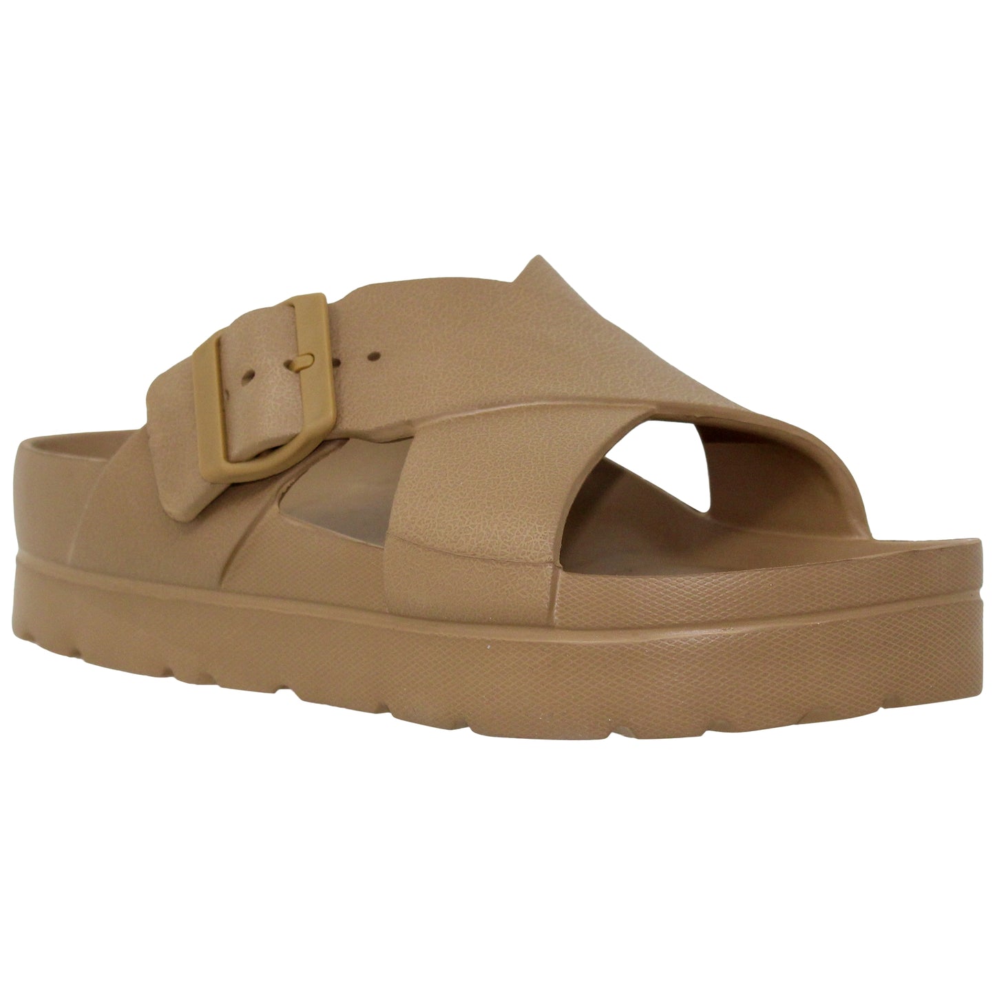 SOBEYO Buckles Criss-Cross Strap Sandals Light-Weight EVA Flip Flops