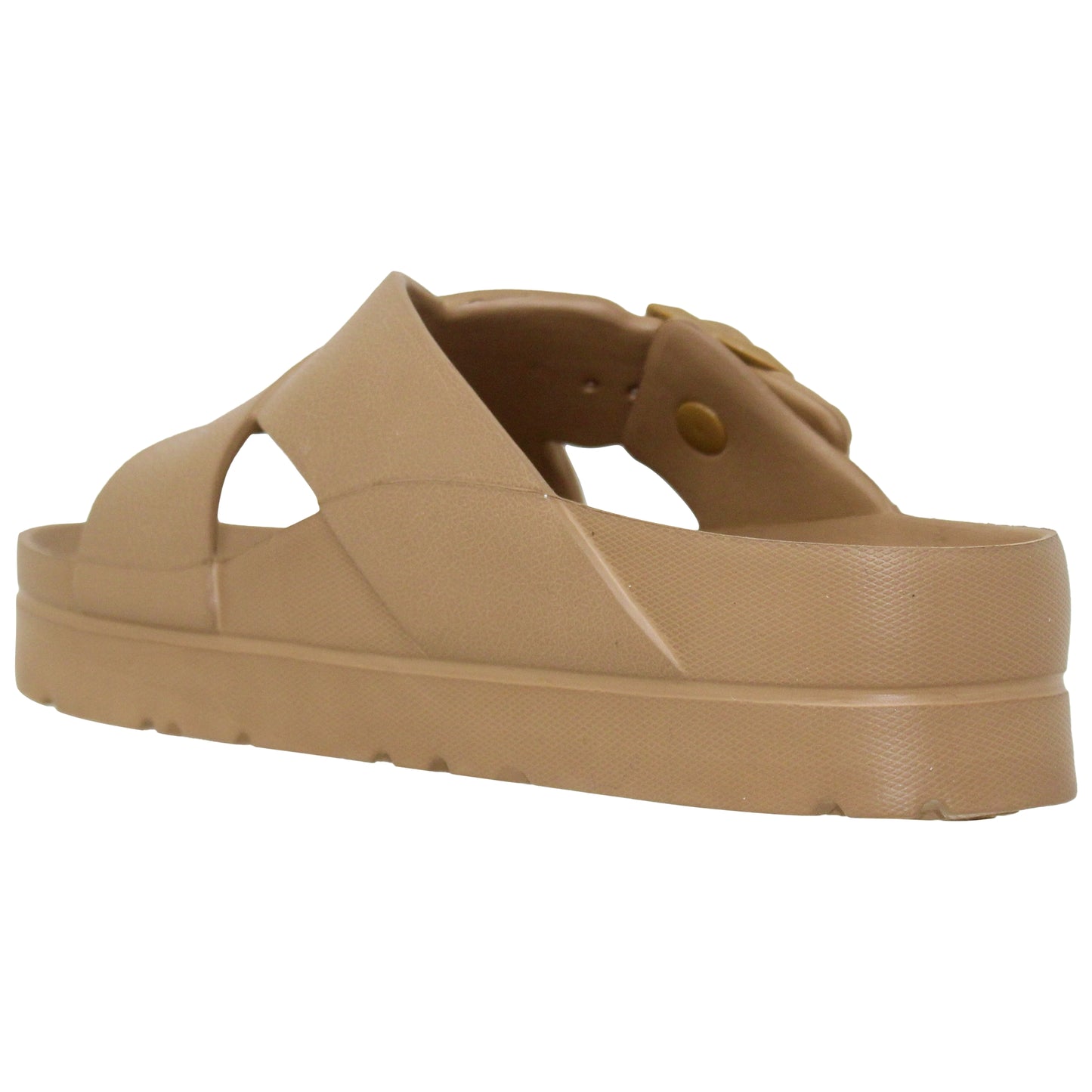 SOBEYO Light-Weight  Platform Sandals Criss-Cross Adjustable Buckles Tan