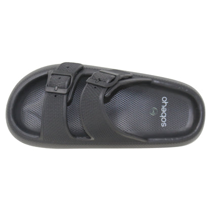 Lightweight EVA Platform Sandals Double Straps Black