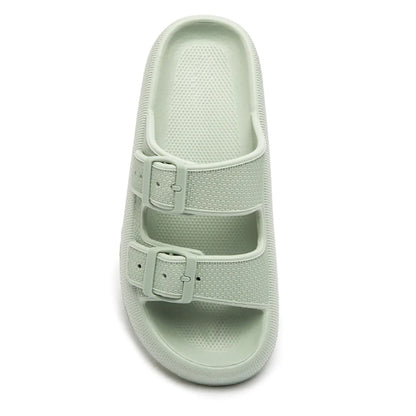 Lightweight EVA Platform Sandals Double Straps Lime