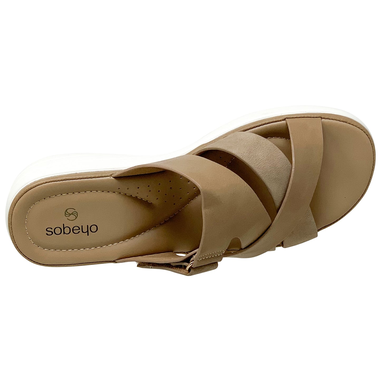 SOBEYO Strappy Buckle Platform Cushion Sandals Tan