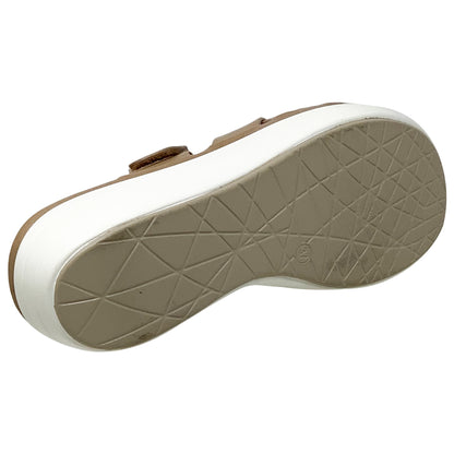 SOBEYO Strappy Buckle Platform Cushion Sandals Tan