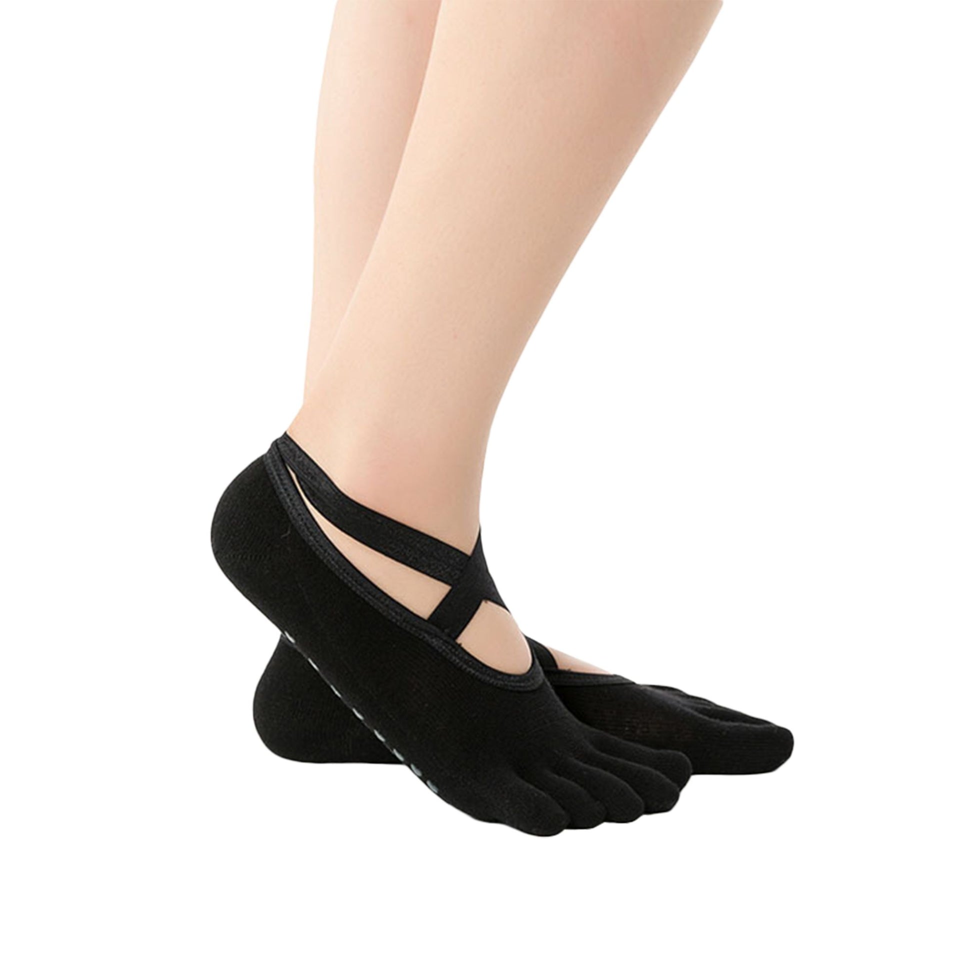 SOBEYO Yoga Socks Elastic Straps Non-Slip Grips Barefoot –