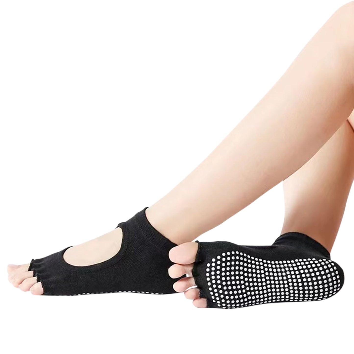 SOBEYO Women's Yoga Socks Grip Non-Slip Open Toes Barefoot