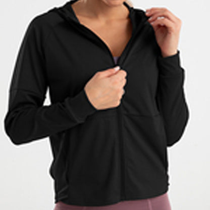 SOBEYO Full-Zip Jacket Lightweight Breathable Yoga Fitness Work-out sport Hoodies Black