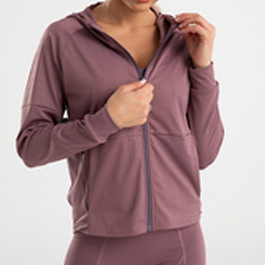 SOBEYO Full-Zip Jacket Lightweight Breathable Yoga Fitness Work-out sport Hoodies Dusty Rose